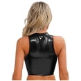 thumbnail image 5 of Top corto sin mangas para mujer, con hebilla ajustable en el escote, dobladillo con ojales, encaje, camisetas sin mangas, estilo gótico punk, 5 of 5