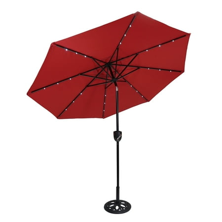 Sun Ray - 9' Round 8Rib Aluminum Bluetooth Solar Lighted Umbrella - Grey