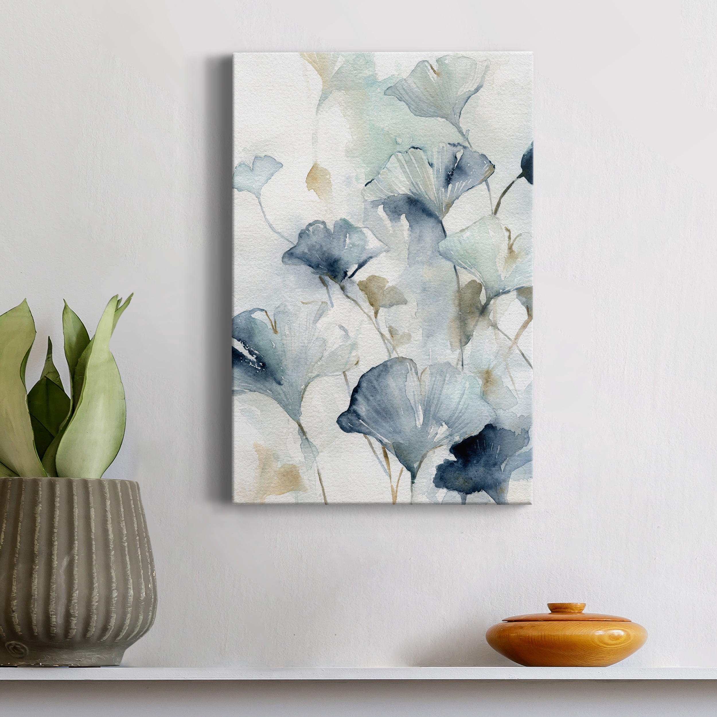 Indigo Ginkgo II Premium Gallery Wrapped Canvas - Ready to Hang - 12 x 18