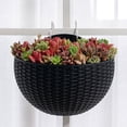 thumbnail image 3 of Plant Flower Pot Wall Planter Flowerpot Gift Imitation Rattan Planters Balcony Hanging Indoor Outdoor Semicircular Vase, 3 of 22