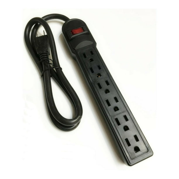 3ft 6outlet Surge Protector Power Strip, Black, 14/3, 15A, 90J