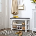 thumbnail image 3 of SONGMICS Bamboo Shoe Bench, 2-Tier Shoe Rack, 11.4 x 28 x 19.3 Inches, White and Gray, 3 of 5