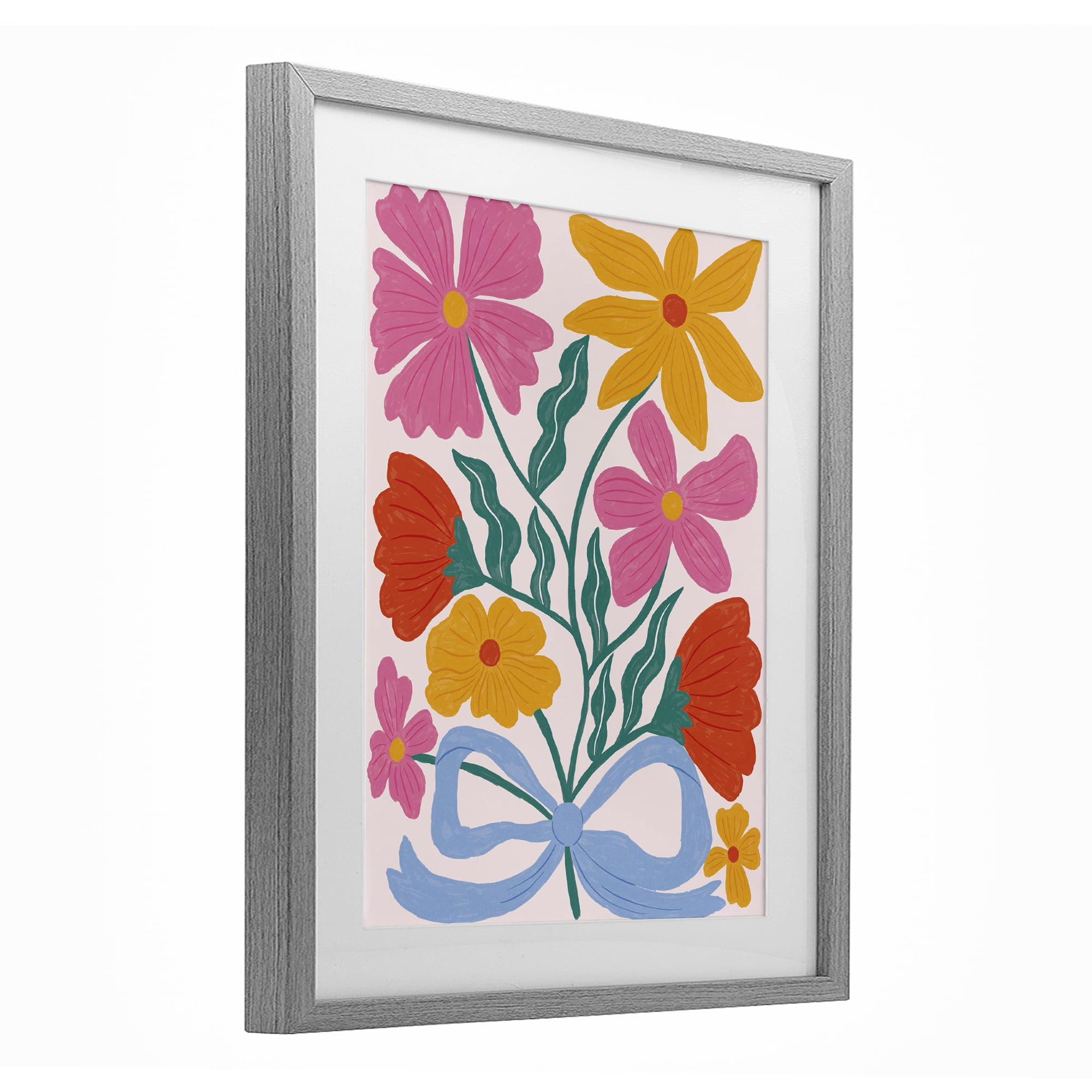 Stupell Industries Mid Century Fresh Florals Gray Framed Print Under Glass, design by Lisa Barlow