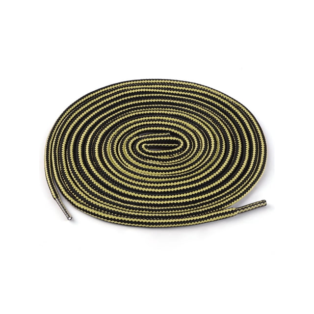 INSPIRE CHIC Unisex Round Rope Dual Colored Striped 1/5 Thick Boot Shoelace 70cm / 27.55" Light Yellow Black