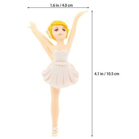 ELAYARD White PVC Ballerina Cupcake Toppers Ideal for Birthday Cakes and Festivals 4Pcs