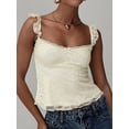 thumbnail image 4 of Women Lace Babydoll Tank Top Cap Sleeve See Throught Y2k Summer Going Out Crop Tops S, 4 of 9