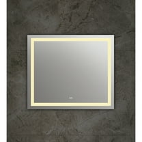 Rectangle Glass Wall Mirror with Warm White LED Light, Clear