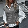 thumbnail image 2 of Gilet Tricoté Style Collège pour Femmes Sans Manches Col en V Rétro Vêtement d'Extérieur, 2 of 6