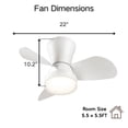 thumbnail image 3 of 22 Inch Low Profile Ceiling Fan with LED Light, Quiet DC Motor, Remote Control, White, 3 of 8