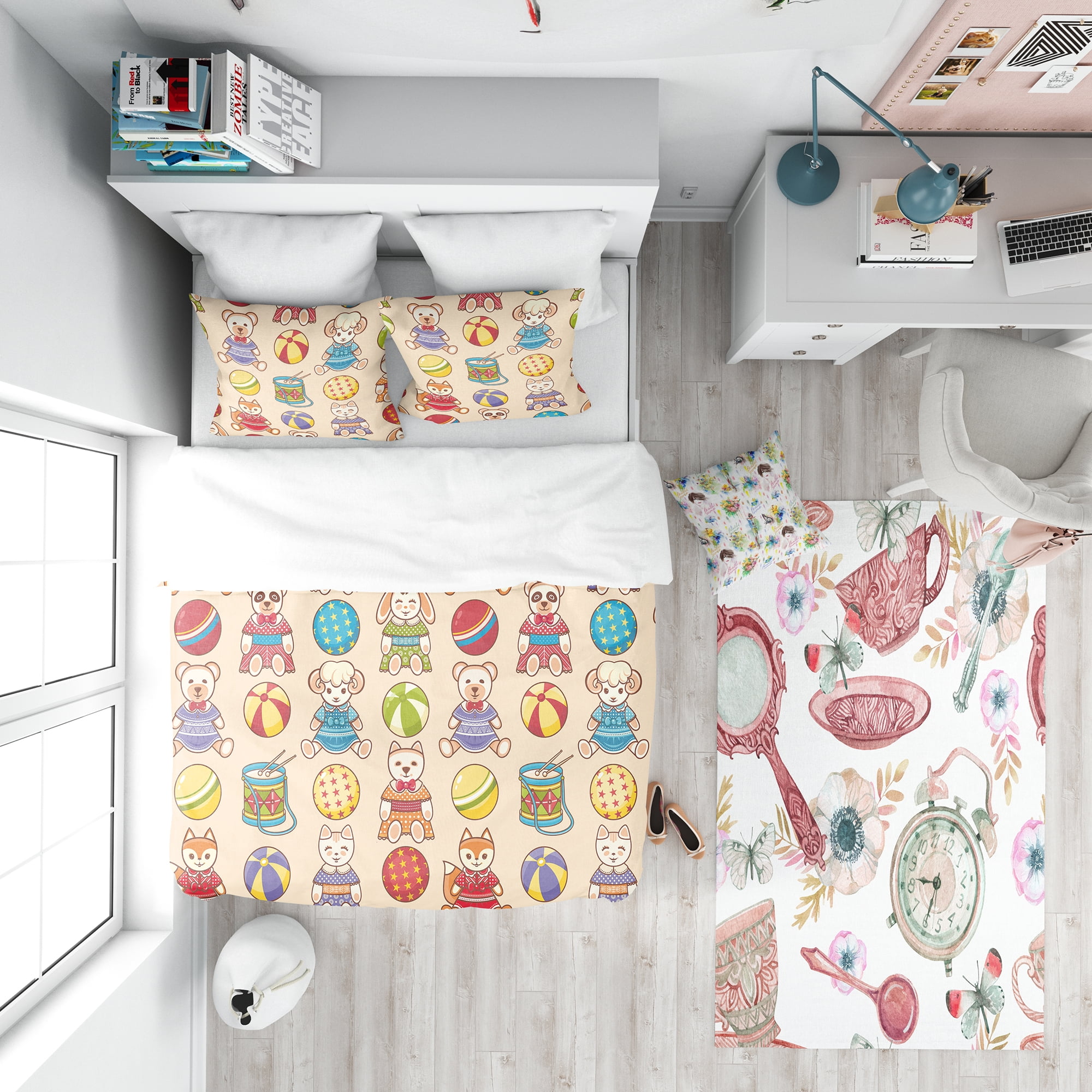 Designart 'Children'S Pattern' Modern Teen Duvet Cover Set