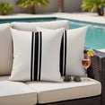 thumbnail image 5 of 2 Pack Outdoor Waterproof Throw Pillows, Rural Farmhouse Black Stripe Decorative Square Pillow Case Patio Pillows for Chair Couch Sofa 16x16in, 5 of 9