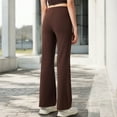 thumbnail image 5 of Women's High-Waisted Flare Pants with Twist Knot Detail - Small, Brown, 5 of 6