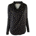 thumbnail image 4 of Women's Draped Pyramid-Stud Print Blouse Top (X-Small, New Navy), 4 of 4
