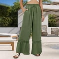 thumbnail image 6 of Besolor Womens High Waisted Wide Leg Pants Ruffle Lace Drawstring Palazzo Beach Trousers Flowy Summer Outfits, 6 of 8