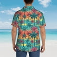thumbnail image 6 of Haiem Hawaii Palms Printed Hawaiian Shirt for Men - Men’s Casual Beach Summer Shirts - Stretch Fabric with Modern Fit-Large, 6 of 9