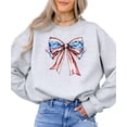 thumbnail image 3 of USA Bow Sweatshirt for Women Teens & Kids Trendy 4th of July Crewneck Gray Sweatshirt Adult Medium, 3 of 4