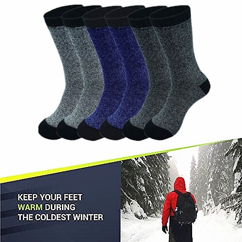 3 Pairs Men's Heavy Duty Thermal Boot Socks – Winter Warm, Mid Calf, Breathable, Sizes 9-13