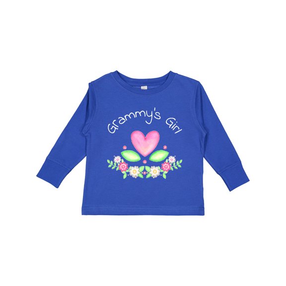 Inktastic Grammy's Girl Heart Flowers Girls Long Sleeve Toddler T-Shirt