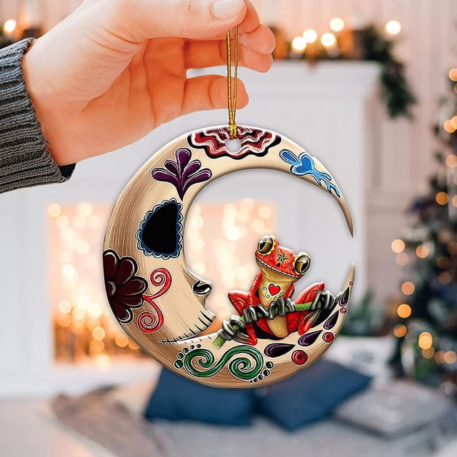 Adornos colgantes para árbol de Navidad, 3 piezas de rana en la luna, adornos de rana y luna para coche, colgante de acrílico, máxima comodidad