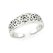 Angle View: Sterling Silver Celtic Cross Adjustable Toe Band Ring