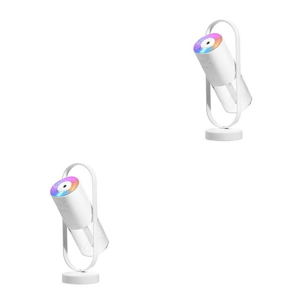 Mini humidificador portátil Inteprter 200ml niebla fría 360 grados atomizador de escritorio giratorio Blanco 2piezas