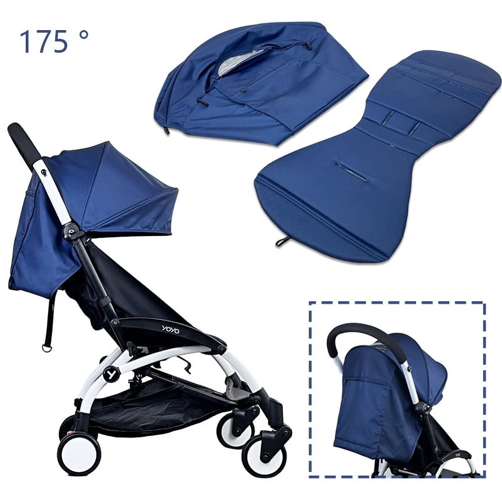 175 Degrees Stroller Hood & Mattress For Babyzen Yoyo2 Yoya Baby Stroller Accessories With Back Zipper Pocket Cushion For Yoyo