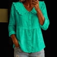 thumbnail image 2 of QASIEATN Womens Collar Long Sleeve Button Down Shirts Cotton Blend Casual Solid Color Shirts, 2 of 4