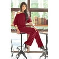 thumbnail image 6 of KOH KOH Long Pant One Off Shoulder 3/4 Short Sleeve Sexy Wide Leg Casual Summer Fall One Piece Jumpsuit Pant Suit Romper Playsuit Tall Overall For Women Crimson Dark Red Large US 12-14 JSN003, 6 of 6