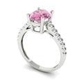 thumbnail image 2 of 2.21 ct Oval Cut Simulated Pink Diamond Solitaire with Accents Engagement Ring for Women in 18K White Gold, 2 of 5