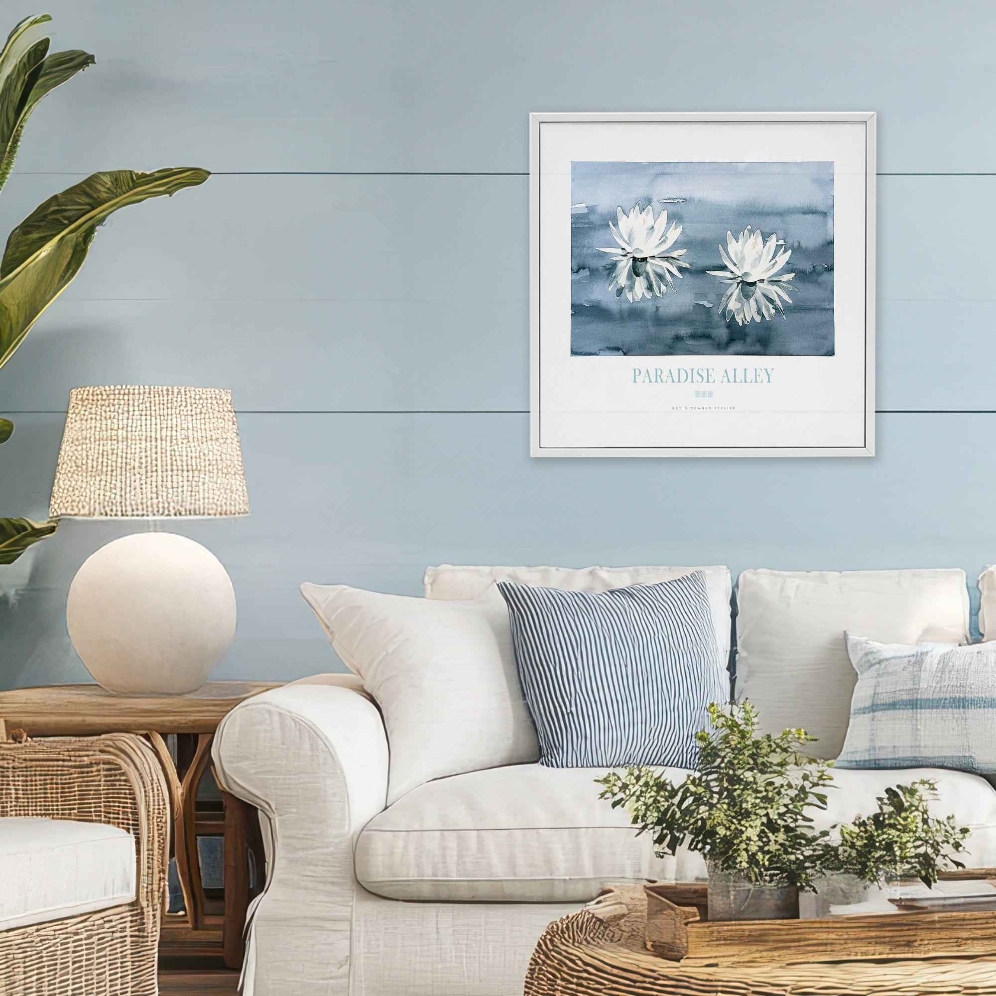 Stupell Industries Paradise Alley Water Lilies White Framed Giclee Art, design by Jadei Graphics