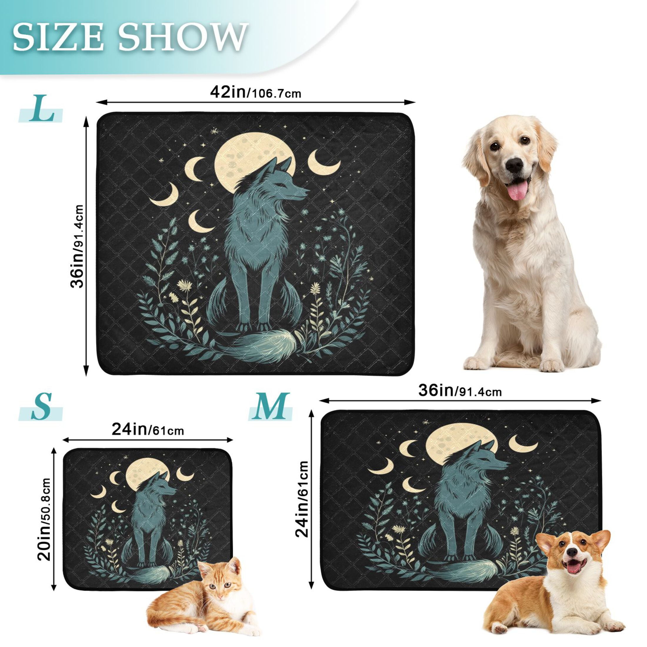 Qxltty The Moon Fox Cat litter Pads Pet Set of 3 Diaper Mats Center Anti-leakage Layer Absorbent Soft and Comfortable