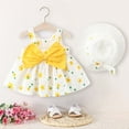 thumbnail image 2 of KDFJPTH Summer Cute Sweet Flower Print Dresses With Straw Hat 2 Piece Set Casual Vacation Sleeveless Sundress Size 6-12 Months, 2 of 3