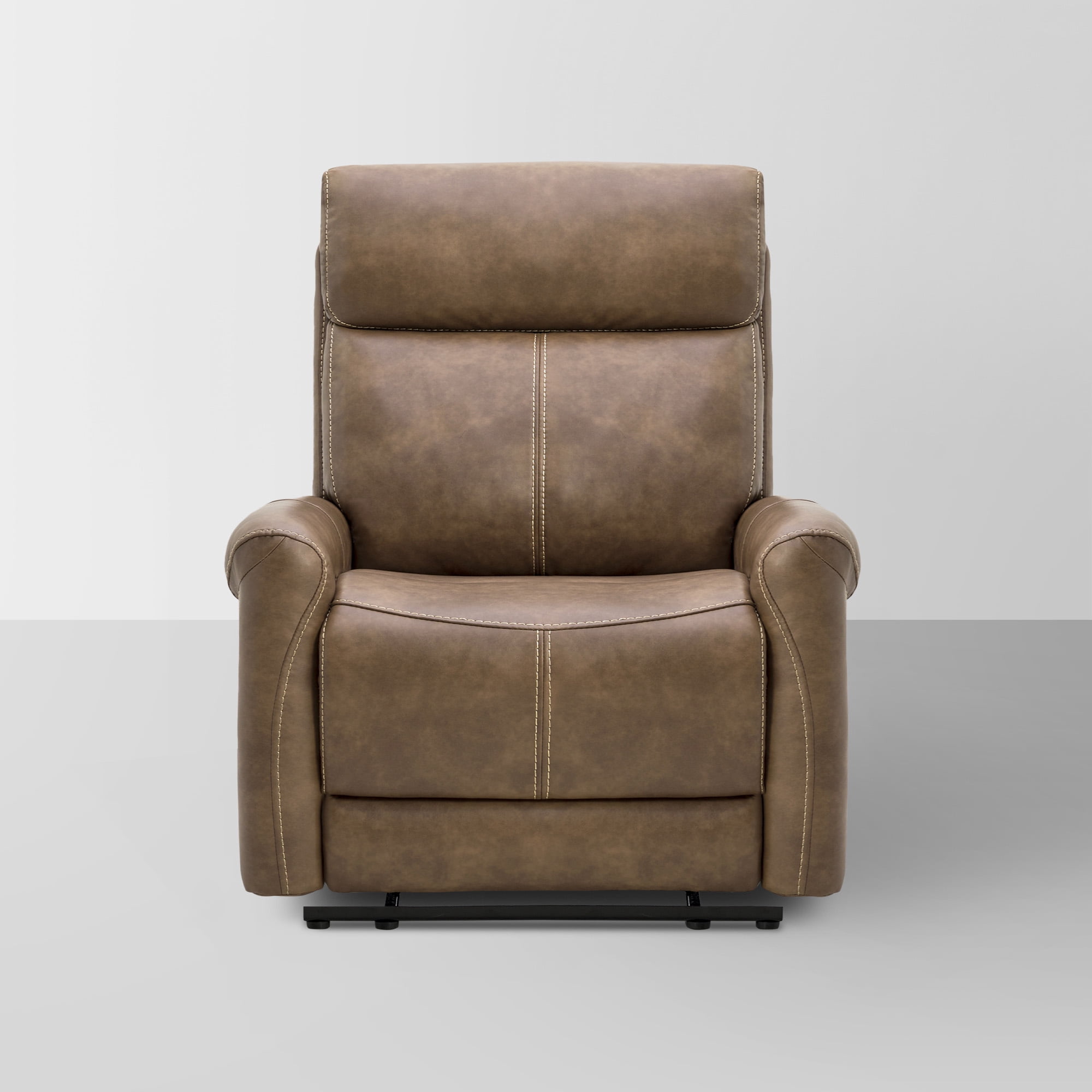 Spruce & Spring Power Recliner Chair, Wall Hugger Reclining Chair for Living Room, Bedroom, Faux Leather, Brown