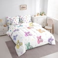 thumbnail image 2 of Castle Fairy Cartoon Colorful Bear King Bedding 7pcs,Multicolor Stars Print King Bed in a Bag,Pink Lavender Cream,Reversible, 2 of 7