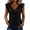 Black-02, variant on Perfectbot Women's Casual V-Neck Blouse, Ruffle Sleeves Side Buttons Lightweight Summer Top Cotton Blend