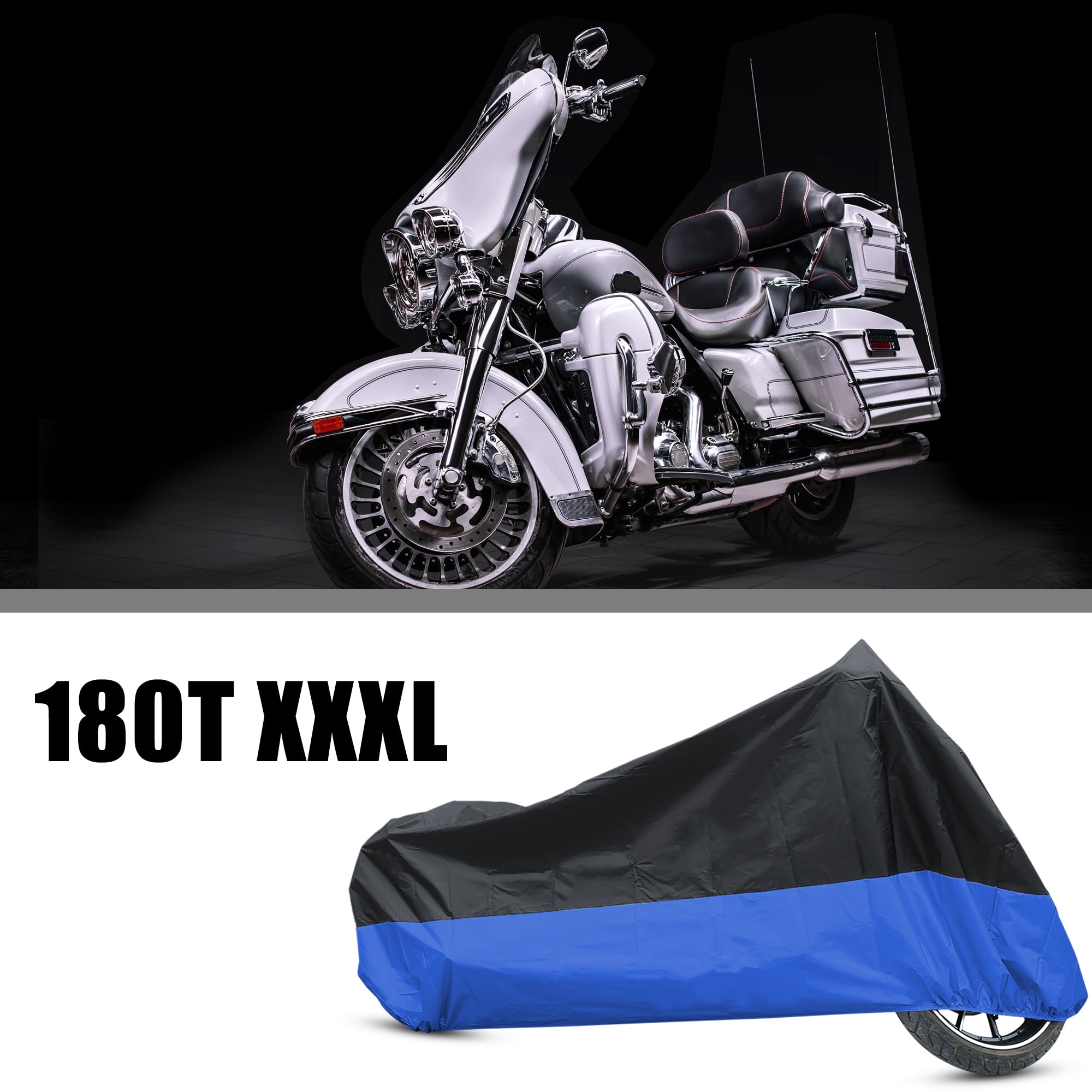 REGALWOVEN Motorcycle Cover Custom for Harley-Davidson Electra Glide 65-14 Against Sun Size XXXL Black 1PC