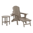 thumbnail image 3 of WestinTrends Malibu 2-Piece Outdoor Folding Adjustable Adirondack Chair with Cup Holder & Hideaway Ottoman and 18" Side Table, Weathered Wood, 3 of 15