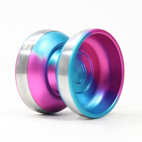 MK1 Spyglass Yo-Yo - Finger Spin Cup - Mid-sized Bi-Metal Organic YoYo (Laser Fade with Silver Rim)