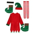 thumbnail image 5 of TiaoBug Womens 6Pcs Christmas Elf Santa Helper Costume Full Set Adult Xmas Holiday Party Cosplay Outfits Red 160, 5 of 7