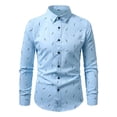 thumbnail image 5 of DeHolifer Dress Shirts for Men Printed Long Sleeve Stretch Dress Shirt Business Casual Button Down Shirts Light Blue L, 5 of 7