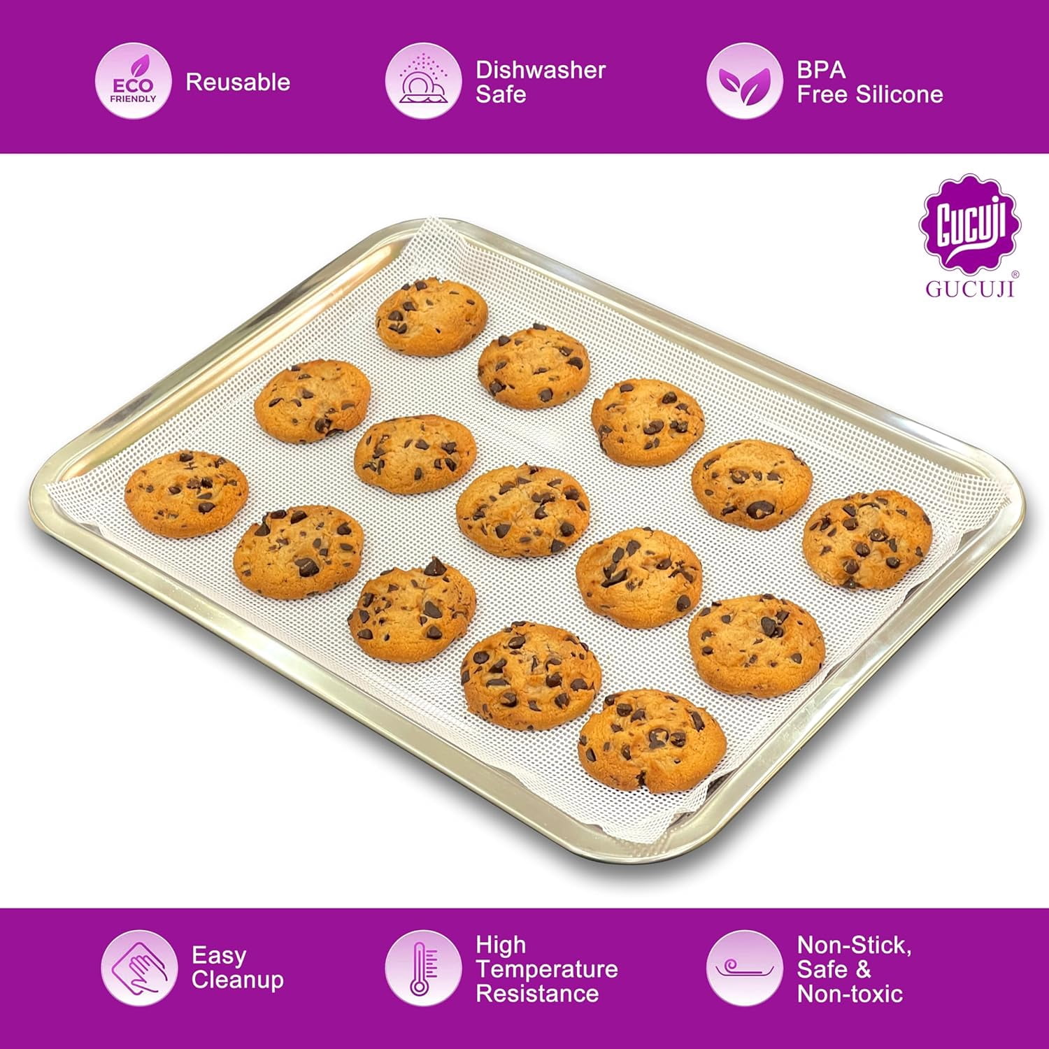 JJEAN-Baking Mats, Air Fryer Basket Silicone Liners for Oven, Non Stick, Easy Clean, Dishwasher Safe, 2 PCS (Medium)
