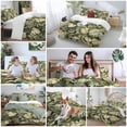 thumbnail image 5 of 3 Piece Summer Tropical Leaves Duvet Cover Set California King,Microfiber Comforter/Quilt Cover with Corner Ties and 2 Pillowcases,Watercolor Botanical Plants All Season Bedding with Zipper Closure, 5 of 8