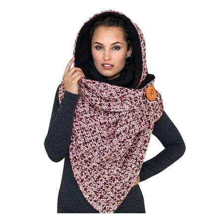 

Scarfs For Women，Fashion Winter Women Printing Button Soft Wrap Casual Warm Scarves Shawls Bib