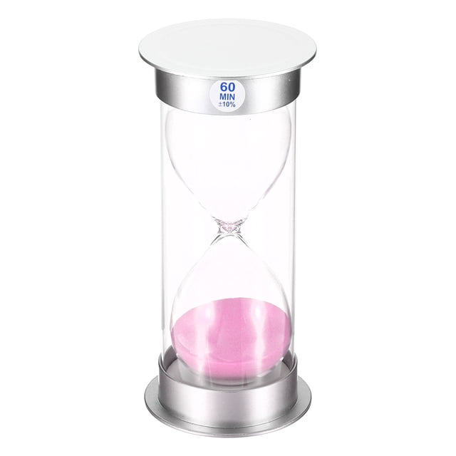 Unique Bargains Minuterie de Sable 60 Minutes, Horloge Sable, Compte à Rebours Verre de Sable, Sables Roses