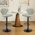 thumbnail image 5 of Daluvenix Bar Stools with Back Sets of 2 ,Modern Barstools Adjustable Faux Leather Upholstered Swivel Bar Stools, Counter Height Bar Chairs with Back for Kitchen Island,Light Gray, 5 of 6