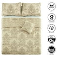 thumbnail image 6 of Home Soft Things 4-Piece Reversible Damask Embroidery Bedspread Set, Beige, King 102"x90", 6 of 7