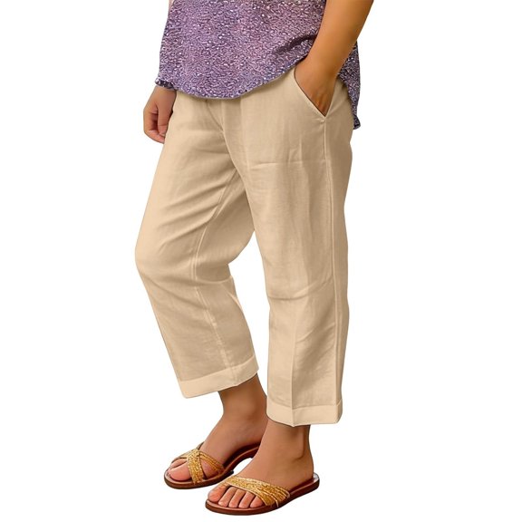 CPNG Girls Daily Casual Baggy Solid Color Pants Teen Girls Straight Soft Pants Loose Pockets Elastic Waist Pants(Khaki,4-5 Years)