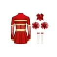 thumbnail image 2 of Ocealan Tenue de Meneuse de Claque de Noël pour Filles Enfants, Robe de Cheerleading, Uniformes avec Ensemble de Chaussettes à Pompon, Rouge B 8, 2 of 7