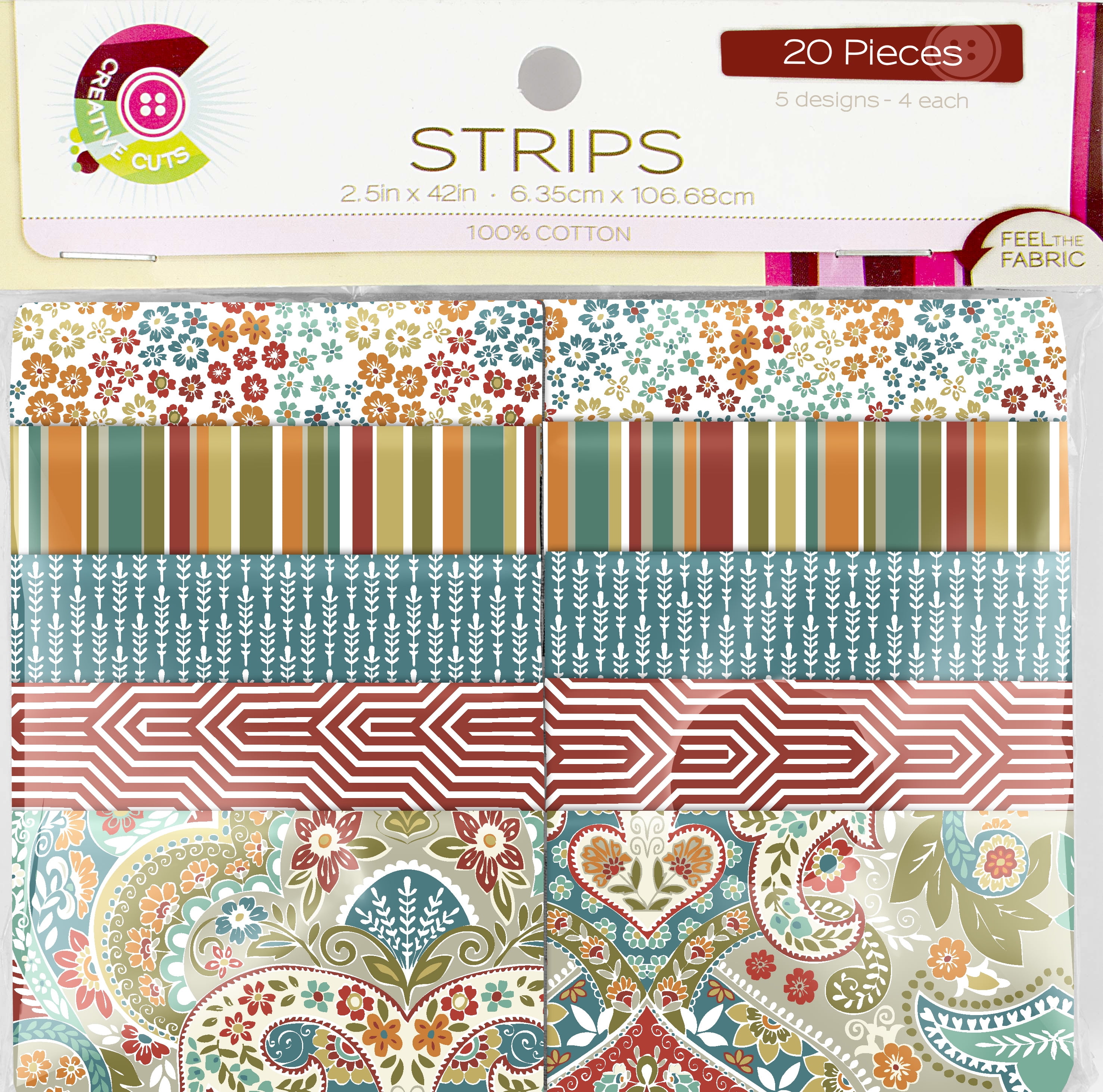 Fabric Editions, Cotton Fabric, 2.5"x42" Strips, 20pc, Jahandar