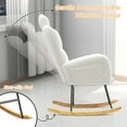 thumbnail image 5 of UHOMEPRO Modern Teddy Fabric Rocking Chair, Accent Rocker Chair with High Backrest, Accent Glider Rocker for Living Room Bedroom Playroom, White, 5 of 8